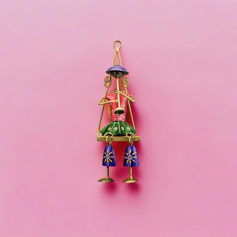DIGGY ARTS Hand Crafted And Hand Painted Musician Wall Decor Wall Art Decorative Gift Item Showpiece For ethnic Rajasthani Art For Home Decor Red - Image 5