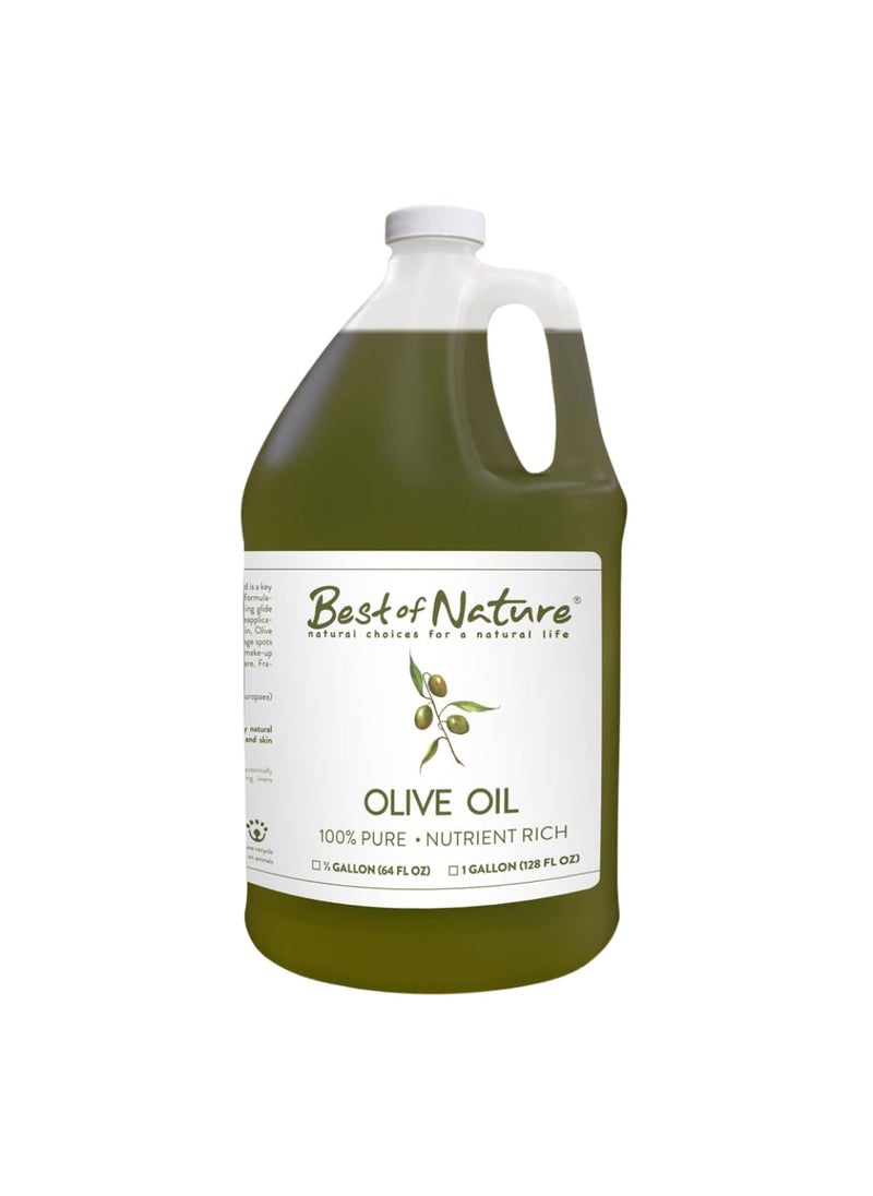 Best of Nature - Best of Nature 100 Pure Olive Massage  Body Oil  Cold Pressed Natural  Unscented Moisturizer for Skin Hair  Bath 1 Gallon 128 fl oz - Image 1