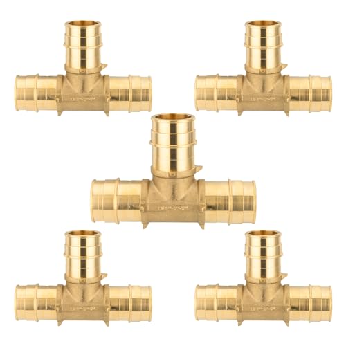 HeSun 5Pack HeSun 34 Inch Brass PEXA Expansion Fitting Tee 34x34x34 PEXA Tee ASTM F1960PEX19600435 - Image 1