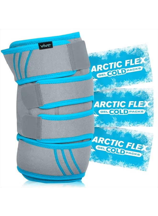 VIVE لفافة ثلج للركبة - ضمادة ضغط هلامية باردة/ساخنة - حزام دعم حراري لآلام التهاب المفاصل، التهاب الأوتار، إصابة الرباط الصليبي الأمامي، الإصابات الرياضية، هشاشة العظام، للنساء والرجال، الجري، جراحة الغضروف الهلالي والرضفة - Image 1