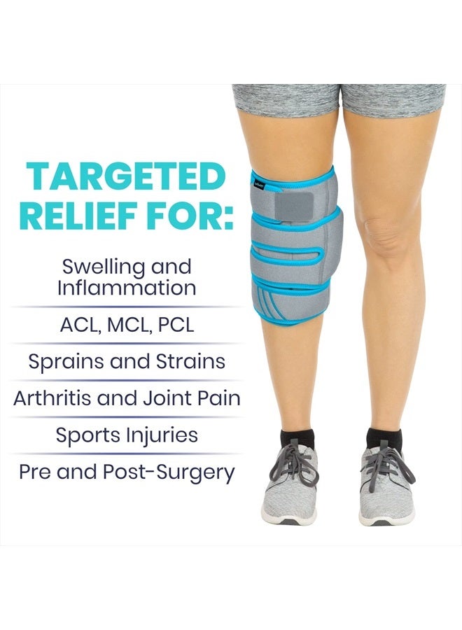VIVE لفافة ثلج للركبة - ضمادة ضغط هلامية باردة/ساخنة - حزام دعم حراري لآلام التهاب المفاصل، التهاب الأوتار، إصابة الرباط الصليبي الأمامي، الإصابات الرياضية، هشاشة العظام، للنساء والرجال، الجري، جراحة الغضروف الهلالي والرضفة - Image 2