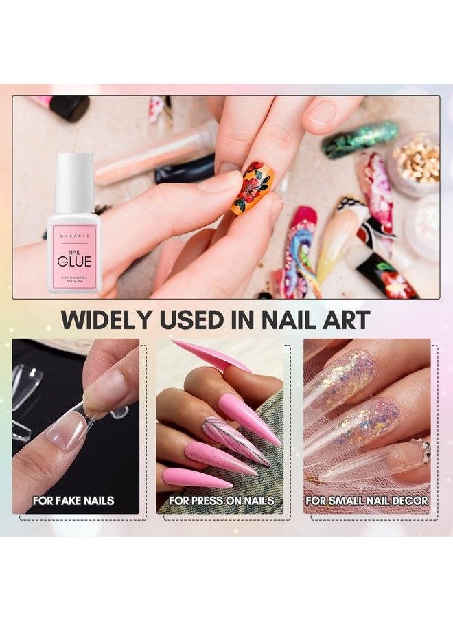 MAKARTT - Super Strong Nail Glue For Acrylic Nails 7Ml 3 Pcs Brush On Nail Glue For Nail Tips Press On Nails Ultra Quicklong Lastingeasy To Use False Nail Glue For Glue On Nails Fake Nails Diy Nails - Image 1