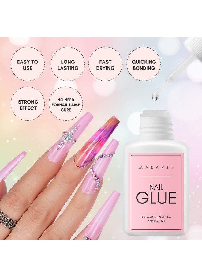 MAKARTT - Super Strong Nail Glue For Acrylic Nails 7Ml 3 Pcs Brush On Nail Glue For Nail Tips Press On Nails Ultra Quicklong Lastingeasy To Use False Nail Glue For Glue On Nails Fake Nails Diy Nails - Image 1