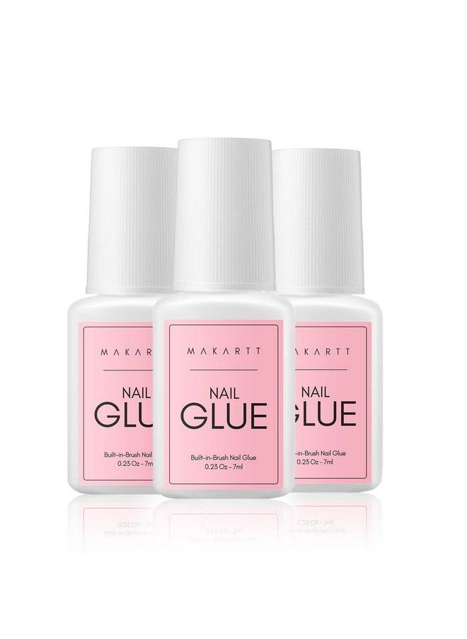 MAKARTT - Super Strong Nail Glue For Acrylic Nails 7Ml 3 Pcs Brush On Nail Glue For Nail Tips Press On Nails Ultra Quicklong Lastingeasy To Use False Nail Glue For Glue On Nails Fake Nails Diy Nails - Image 1