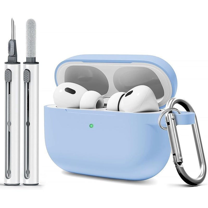 Woyinger for AirPods Pro Case Cover with Cleaning Pen and eartips(S/M/L), Full Protective Silicone Skin Accessories for Women Men Girl with Apple AirPods Pro Case,Front LED Visible-Denim Blue - Image 1