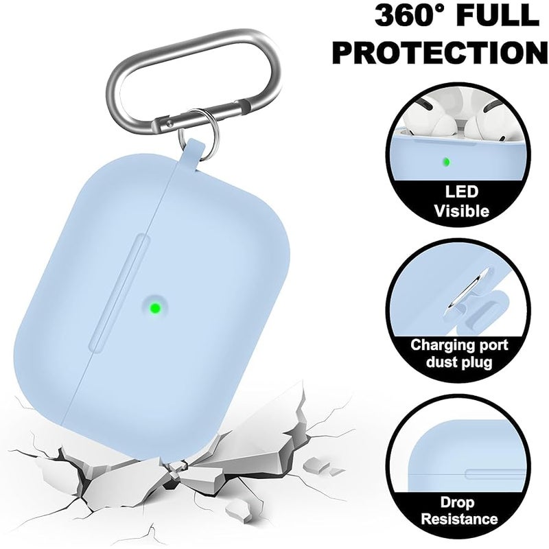 Woyinger for AirPods Pro Case Cover with Cleaning Pen and eartips(S/M/L), Full Protective Silicone Skin Accessories for Women Men Girl with Apple AirPods Pro Case,Front LED Visible-Denim Blue - Image 4