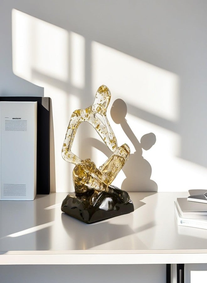 XINXUAN Resin Abstract Sculpture, Meditation & Reading Posture, Modern Home Decor Decor for Desk/Shelf, Art Statue (Think - Gold Foil Color) (Thinking - Gold foil Color) - Image 3