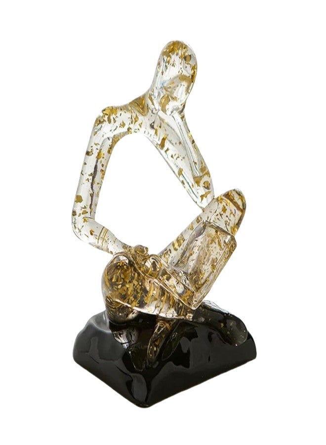 XINXUAN Resin Abstract Sculpture, Meditation & Reading Posture, Modern Home Decor Decor for Desk/Shelf, Art Statue (Think - Gold Foil Color) (Thinking - Gold foil Color) - Image 1