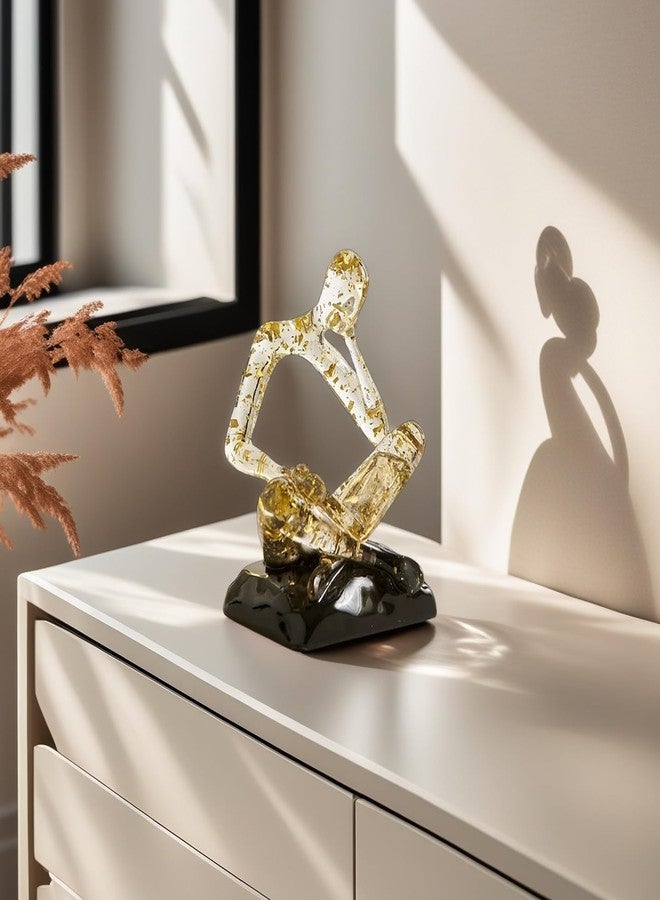 XINXUAN Resin Abstract Sculpture, Meditation & Reading Posture, Modern Home Decor Decor for Desk/Shelf, Art Statue (Think - Gold Foil Color) (Thinking - Gold foil Color) - Image 5