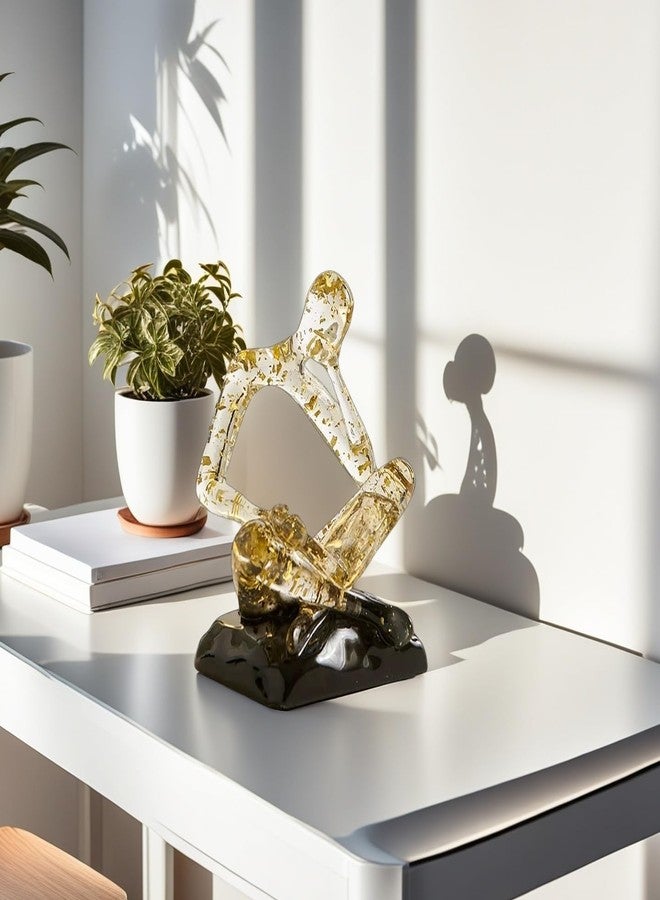 XINXUAN Resin Abstract Sculpture, Meditation & Reading Posture, Modern Home Decor Decor for Desk/Shelf, Art Statue (Think - Gold Foil Color) (Thinking - Gold foil Color) - Image 4