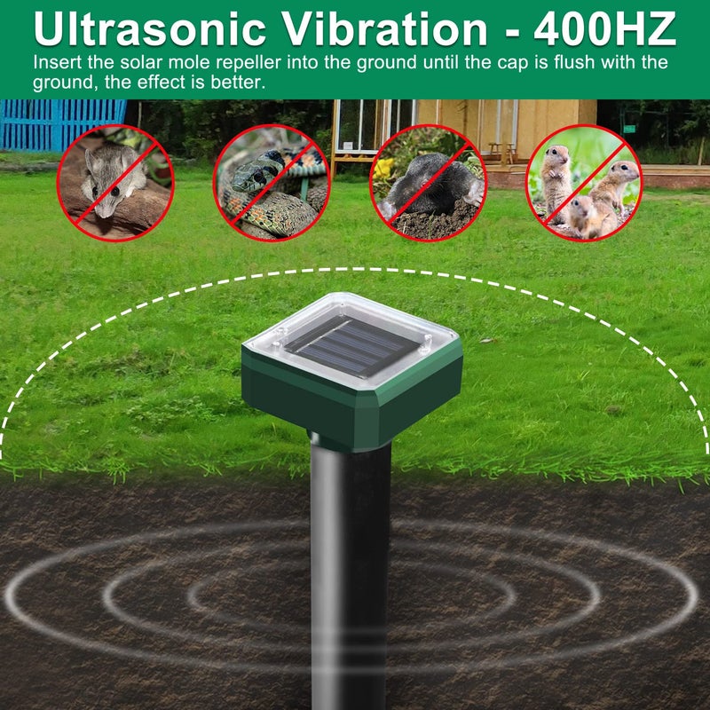 USKICH Mole Repellent Solar Powered, 6 Pack Solar Mole Repellent Ultrasonic for Vole, Snakes, Gopher, Waterproof Sonic Vole Deterrent Spikes,Snake Gopher for Garden and Yard - Image 3