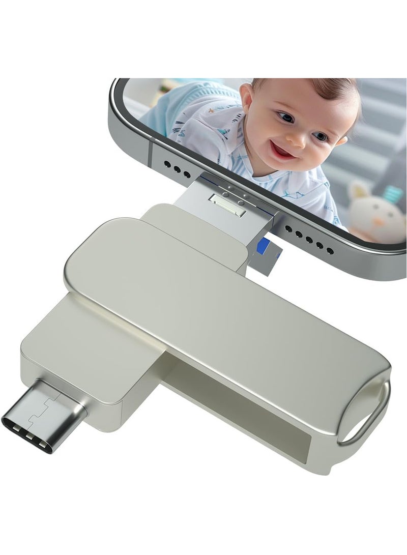 INSIJAM USB Flash Drive 512GB USB 3.0 Flash Drive for iPhone 4 in 1 Type-c Thumb Drive USB Stick Phone Photo Storage Memory Stick External Storage Compatible for iPhone PC iPad More Device - Image 1