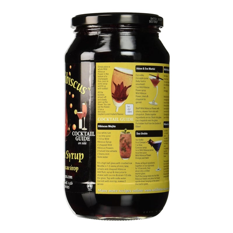 Wild Hibiscus Flowers in Syrup | 50 Edible Flowers Per Jar | Perfect as a Champagne Garnish | 100% Natural, Kosher, Pareve | Use Syrup and Flowers for Desserts and Cocktails, 2.5 lbs - Image 2