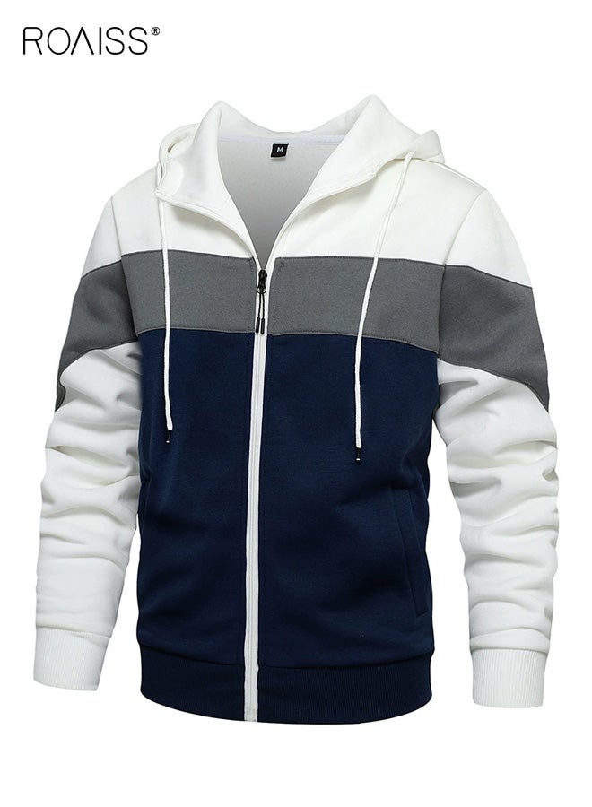 roaiss Men's Casual Full Zip up Hooded Sweatshirt - Long Sleeve Lightweight Hoody with Kangaroo Pockets, Classic Pullover for Streetwear and Daily Comfort - Image 1