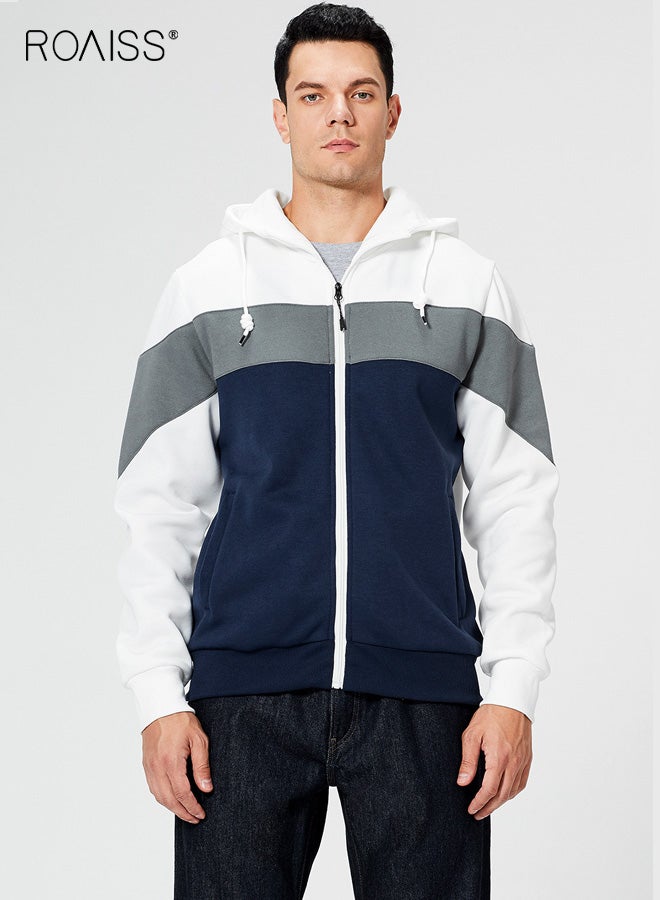 roaiss Men's Casual Full Zip up Hooded Sweatshirt - Long Sleeve Lightweight Hoody with Kangaroo Pockets, Classic Pullover for Streetwear and Daily Comfort - Image 2