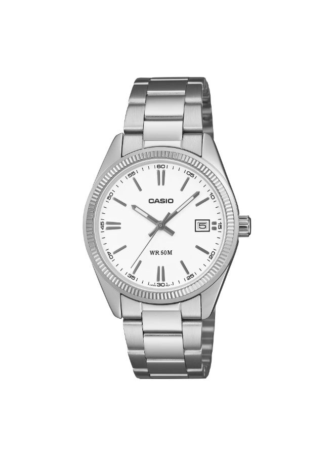 Casio UTP-1302PD-7AV Men's Classic White Dial Stainless Steel Watch - Image 1