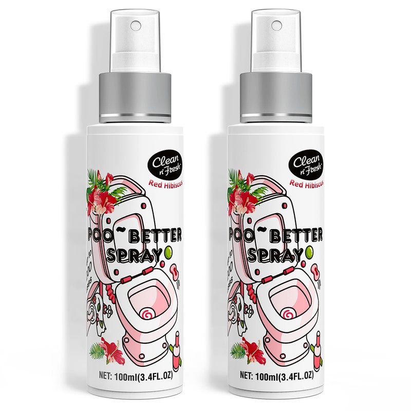 Clean-n-Fresh Toilet Spray 6.8 Oz, Hibiscus Scent, Bathroom Odor Deodorizer, A Great Air Freshener for Room, Home, Travel Size, Up to 400+ Uses, 2 Pack - Image 1