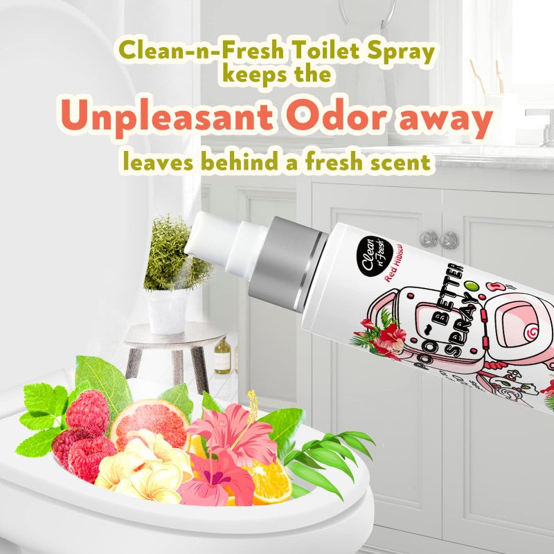 Clean-n-Fresh Toilet Spray 6.8 Oz, Hibiscus Scent, Bathroom Odor Deodorizer, A Great Air Freshener for Room, Home, Travel Size, Up to 400+ Uses, 2 Pack - Image 5