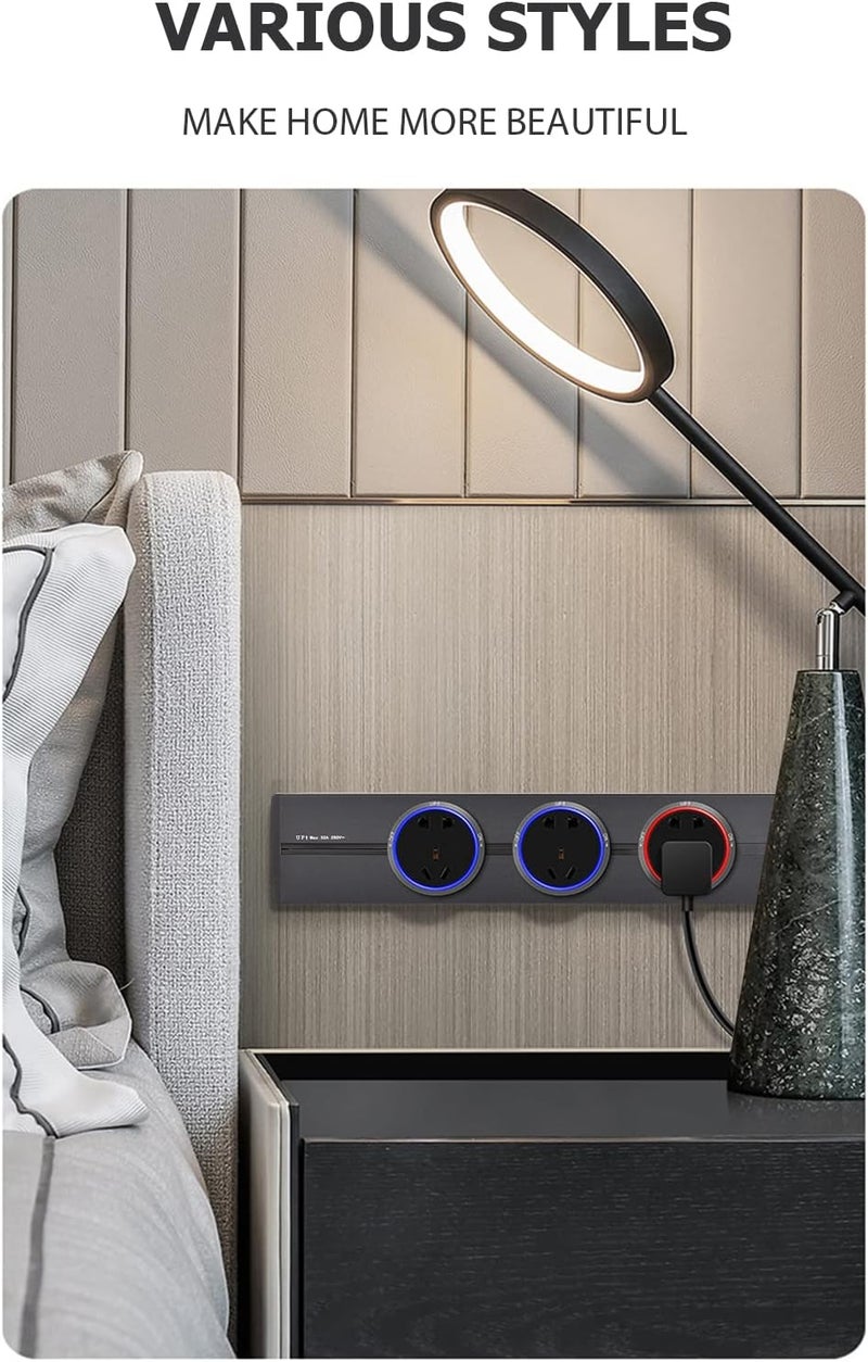 Eacam Removable Electrical Outlet Track System 8000W High Power Track System Movable Wall Outlet Extender Wire-free Power Strip Sliding Rail Cables Management Compartment for Home Improvement Projects - Image 4