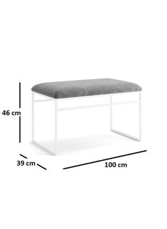 INDIDECOR INDIDECOR 64207 Hallway Bench Entryway Bench for Home and Office Grey Velvet Cushion White Metal Frame Suitable for Living RoomBedroomOffice 100 cm x 46 cm x 39 cm  - Image 3