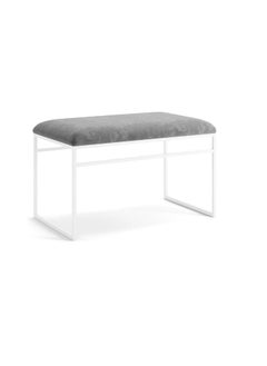 INDIDECOR INDIDECOR 64207 Hallway Bench Entryway Bench for Home and Office Grey Velvet Cushion White Metal Frame Suitable for Living RoomBedroomOffice 100 cm x 46 cm x 39 cm  - Image 1