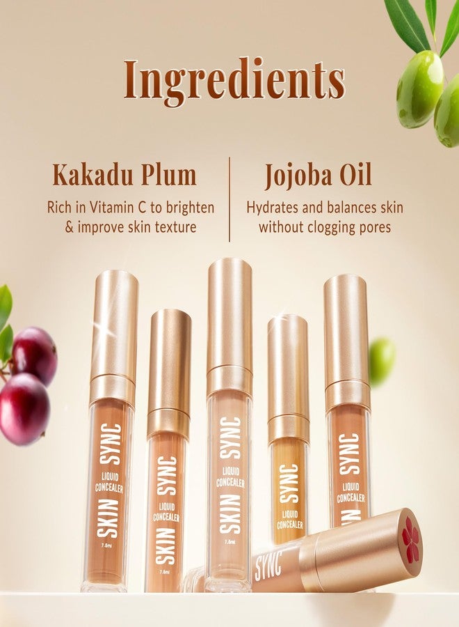 Olivia Skin Sync Liquid Concealer For Face Makeup | Soft-Matte Finish | With Kakadu Plum & Jojoba Oil | Crease-Resistant | Full Coverage | Easily Blendable | Amber Glow 06 | 7.5ml - Image 4