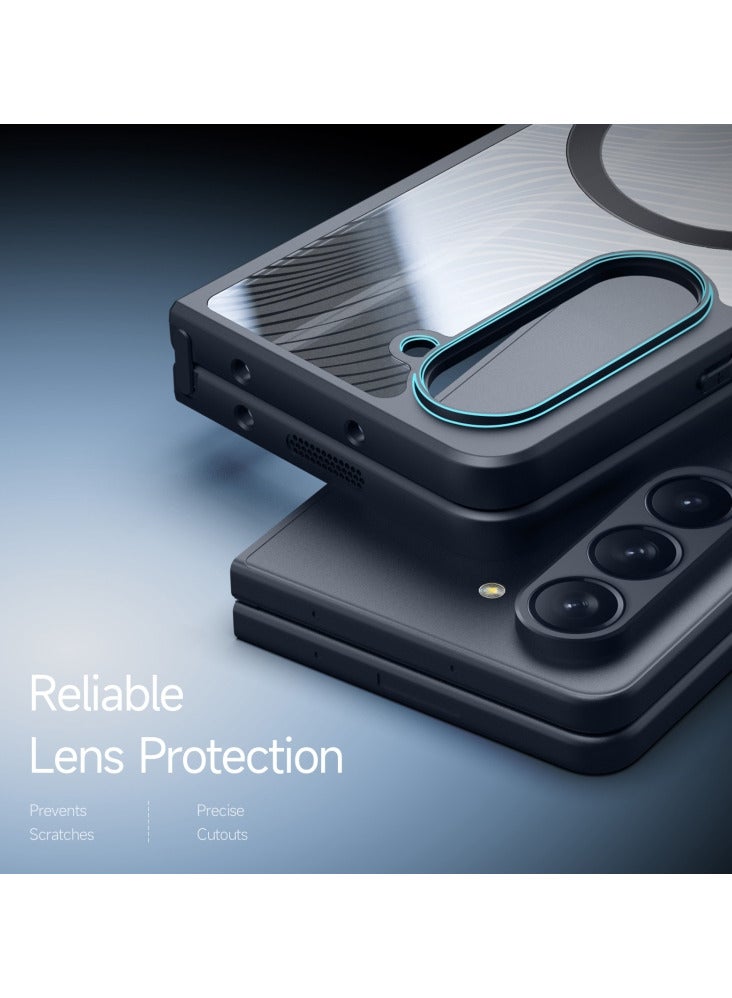 دوكس دوتشيز ايمو جراب لموبايل سامسونج زد فولد 5  متوافق مع ماج سيف، جراب نحيف وشفاف مطفي مصنع من البولي يوريثين الحراري بولي كربونات البولي بروبلين سيليكون - اسود - Image 3