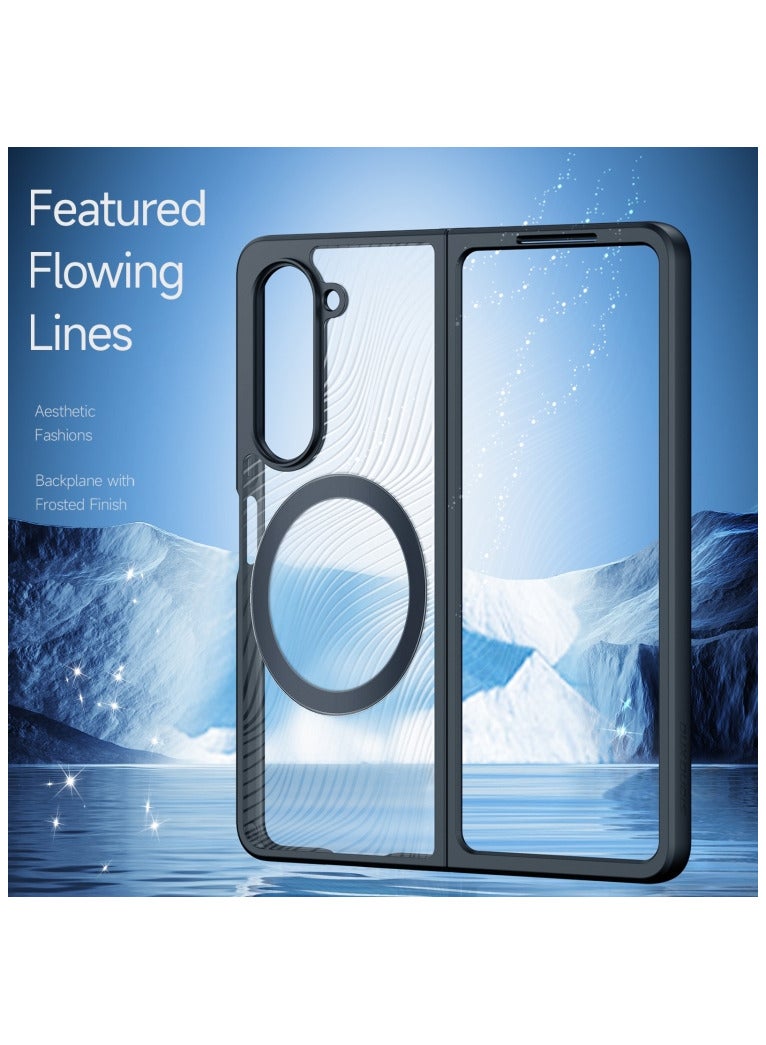 دوكس دوتشيز ايمو جراب لموبايل سامسونج زد فولد 5  متوافق مع ماج سيف، جراب نحيف وشفاف مطفي مصنع من البولي يوريثين الحراري بولي كربونات البولي بروبلين سيليكون - اسود - Image 2