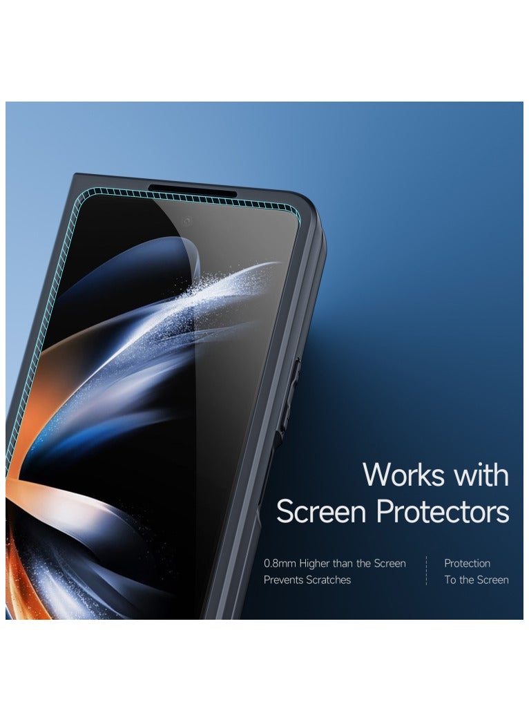 دوكس دوتشيز ايمو جراب لموبايل سامسونج زد فولد 5  متوافق مع ماج سيف، جراب نحيف وشفاف مطفي مصنع من البولي يوريثين الحراري بولي كربونات البولي بروبلين سيليكون - اسود - Image 4