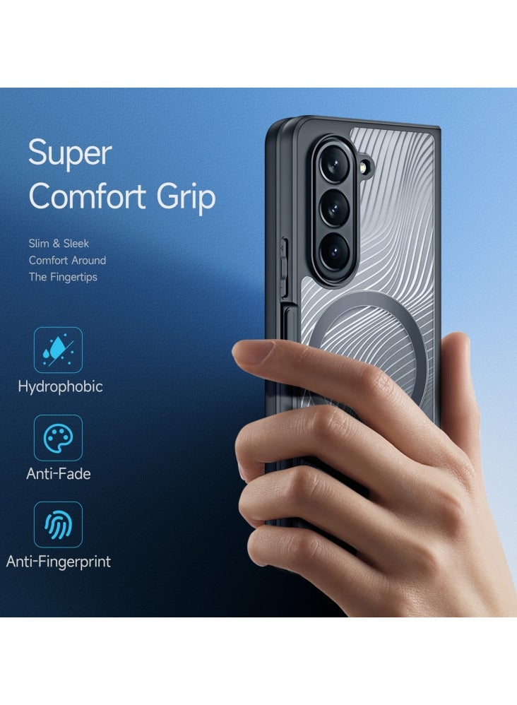 دوكس دوتشيز ايمو جراب لموبايل سامسونج زد فولد 5  متوافق مع ماج سيف، جراب نحيف وشفاف مطفي مصنع من البولي يوريثين الحراري بولي كربونات البولي بروبلين سيليكون - اسود - Image 5