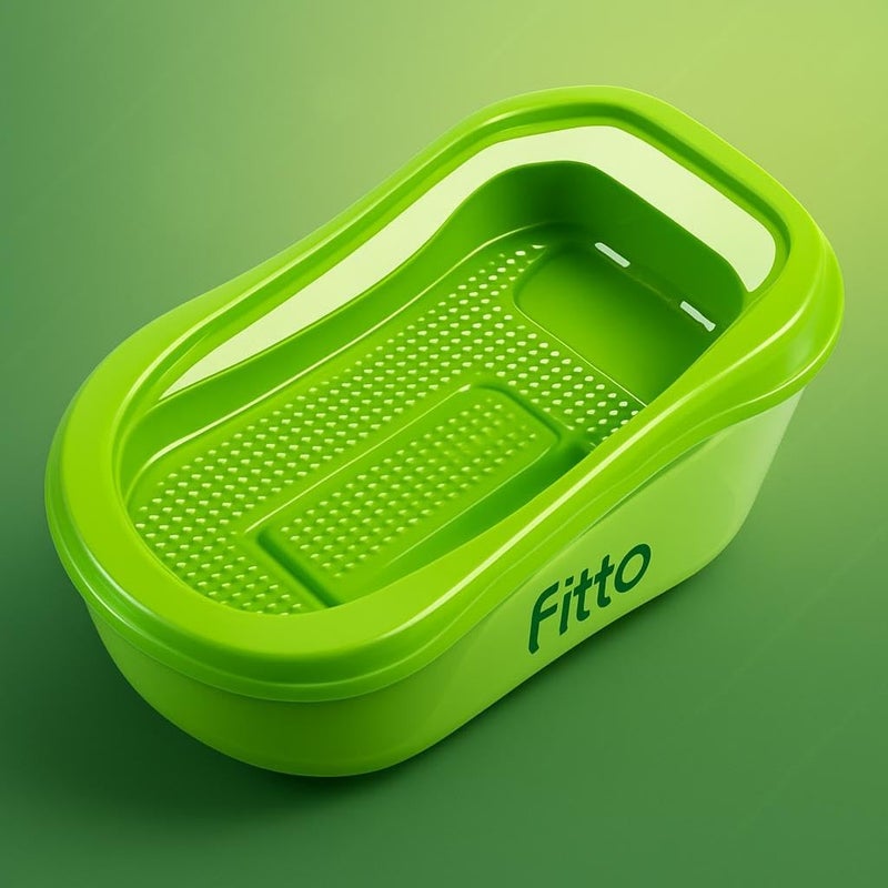 FITTO Turtle Tank - Green, 45.5 x 25.5 x 17.6 cm, Compact Turtle Breeding Box with Sundeck, Modern Habitat for Brazilian Turtles, Water and Soil Setup, Perfect for Small Spaces and Desktop Use - Image 3