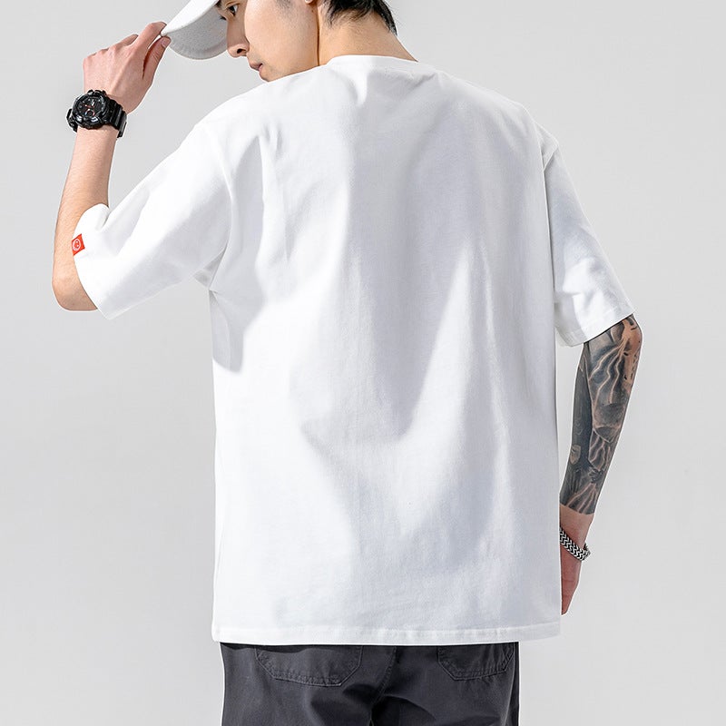 2020 Summer New Japanese Style Cartoon Printed Short-sleeved T-shirt Men's Large Size Loose Fashionable Casual Half-sleeved Top - Image 5