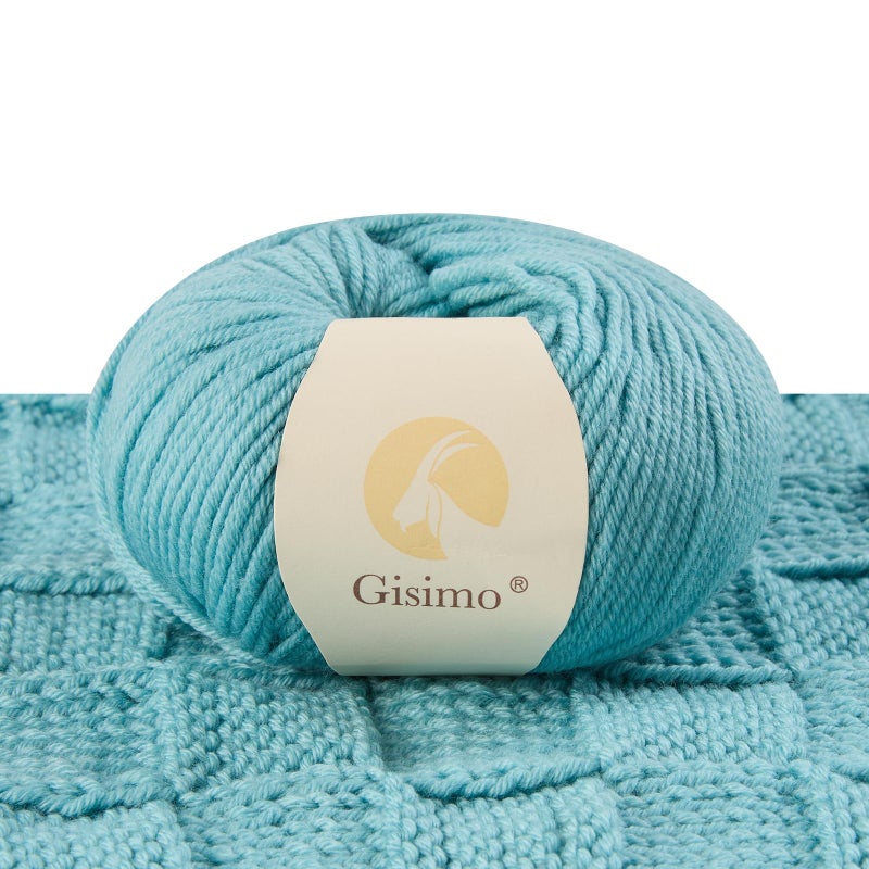 Gisimo 100% Merino Wool Yarn, 6-Ply Luxurious and Soft Yarn for Hand Knitting & Crocheting, 1.76 OZ/50g, 127 yds/116 Meters(Aruba Sea, 1 Ball) - Image 1