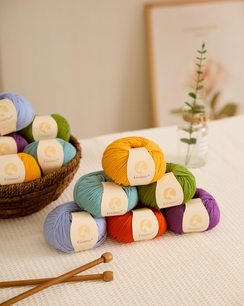 Gisimo 100% Merino Wool Yarn, 6-Ply Luxurious and Soft Yarn for Hand Knitting & Crocheting, 1.76 OZ/50g, 127 yds/116 Meters(Aruba Sea, 1 Ball) - Image 5