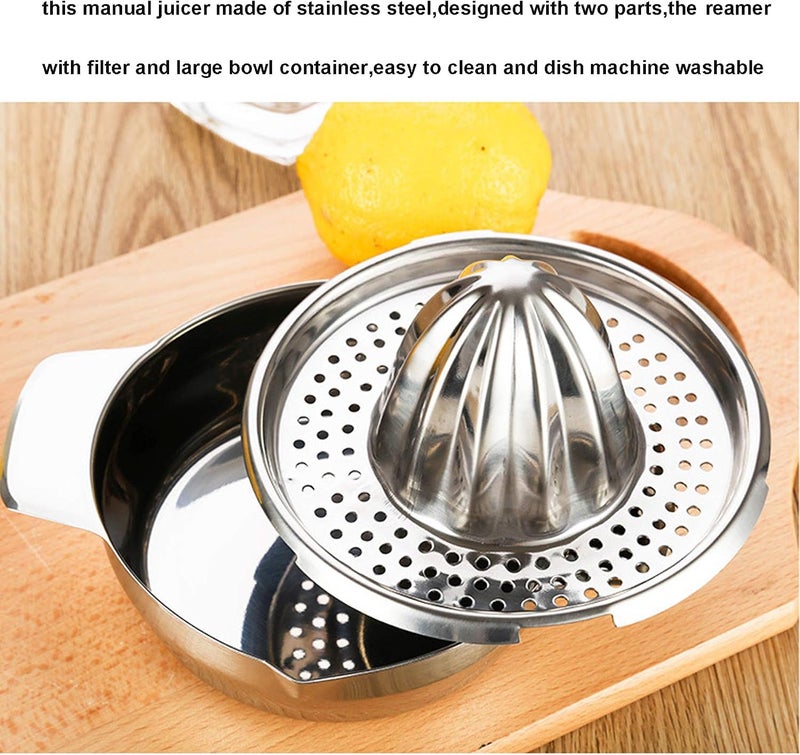Stainless Steel Lemon Squeezer Citrus Juicer Handheld Press Orange Juice Squeezing Tool with Bowl Storage Container - Image 3