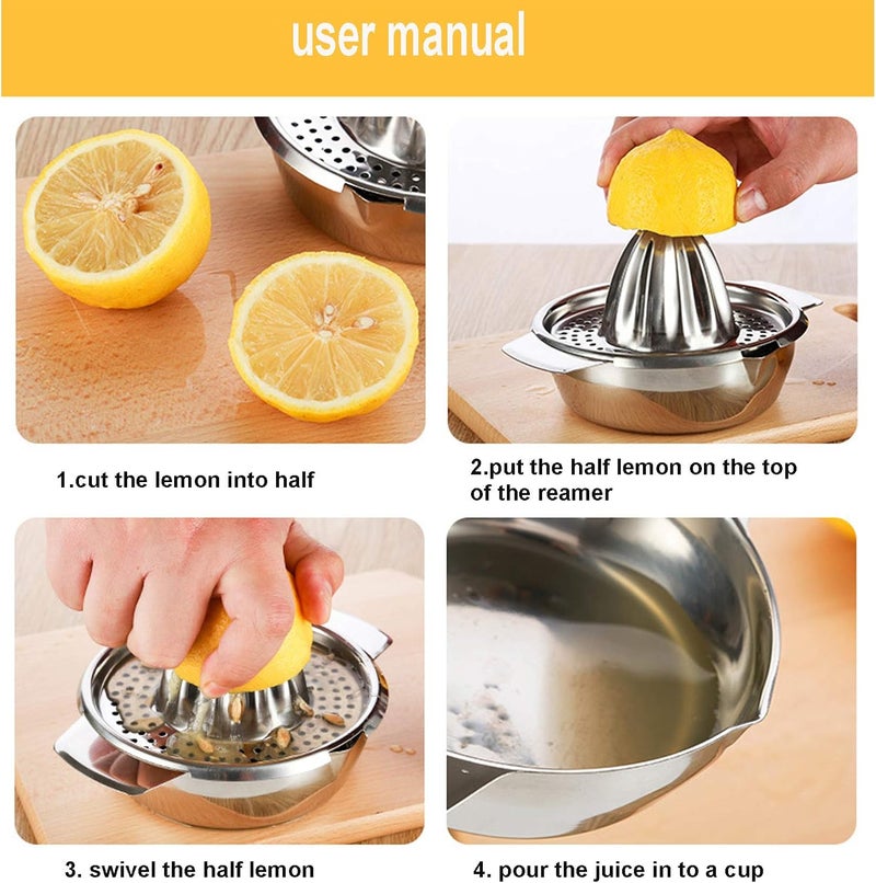 Stainless Steel Lemon Squeezer Citrus Juicer Handheld Press Orange Juice Squeezing Tool with Bowl Storage Container - Image 4