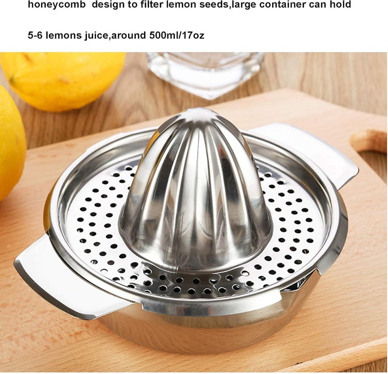 Stainless Steel Lemon Squeezer Citrus Juicer Handheld Press Orange Juice Squeezing Tool with Bowl Storage Container - Image 2