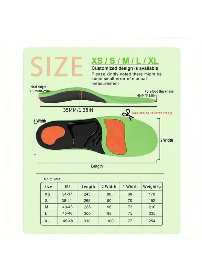 Arch Support Insole Size 40 43 Shock Absorbing Adjustable Cushioning For Running And Standing - Image 3