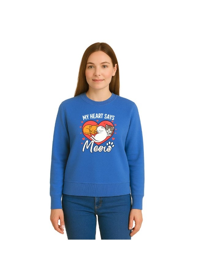 PRINTSHOP4ME Cat Lover Women's Sweatshirt – Long Sleeve,Round Neck,Cotton,Breathable & Stylish Casual Wear  - Image 1