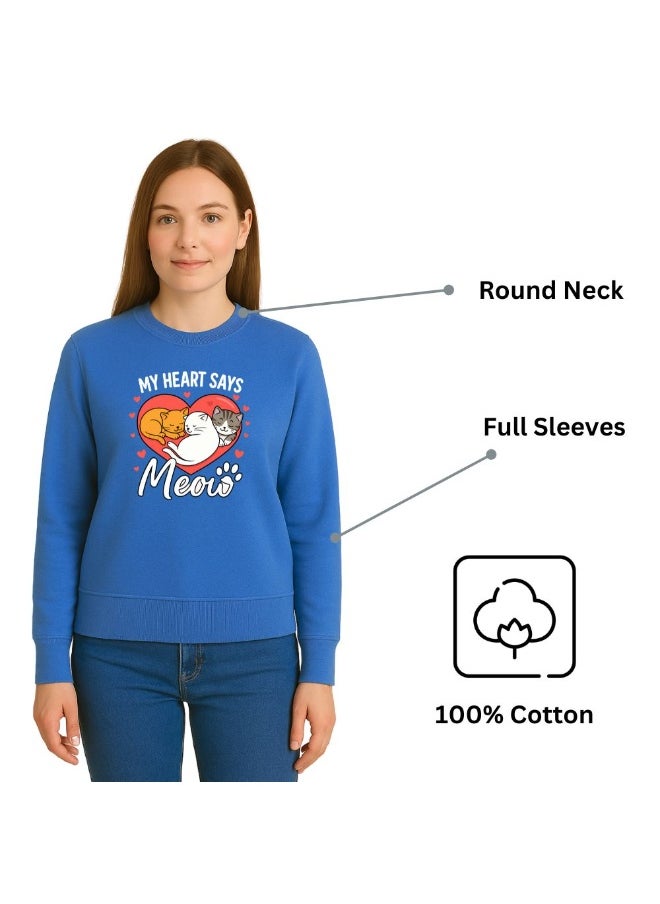 PRINTSHOP4ME Cat Lover Women's Sweatshirt – Long Sleeve,Round Neck,Cotton,Breathable & Stylish Casual Wear  - Image 4