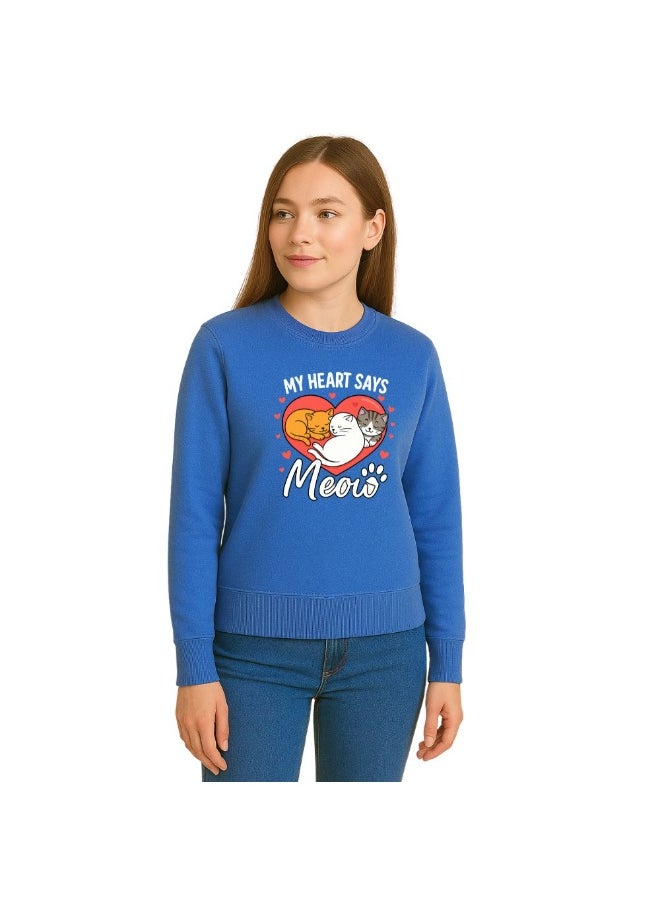 PRINTSHOP4ME Cat Lover Women's Sweatshirt – Long Sleeve,Round Neck,Cotton,Breathable & Stylish Casual Wear  - Image 2