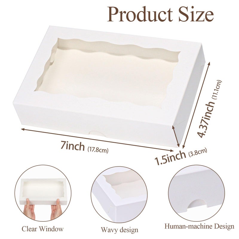 RomanticBaking 15 Pack White 7 x 4 3/8 x 1 1/2inches Cookies Boxes with Window Bakery Boxes Cakesicle Boxes Pretzel Boxes for Wedding Baby Shower - Image 3