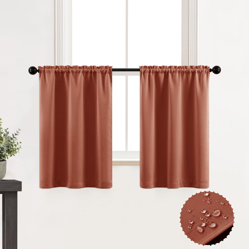 XTMYI Boho Kitchen Curtains Over SinkWaterproof Blackout Western Curtains for Bathroom DecorRustic Orange