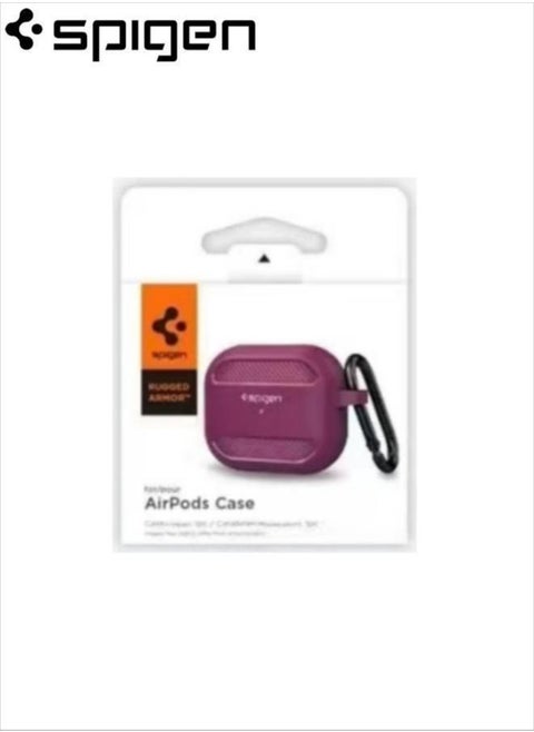 Apple AirPods 3/Pro 2/Pro Case Rugged Armor with Keychain Plum