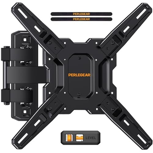 Perlegear Full Motion TV Mount for Most 26–65 inch Flat or Curved TVs up to 82 lbs, Wall Mount TV Bracket with Articulating Arms, Tool-Free Tilt, Swivel, Extension, Max VESA 400x400mm, PGMF3 - Image 1