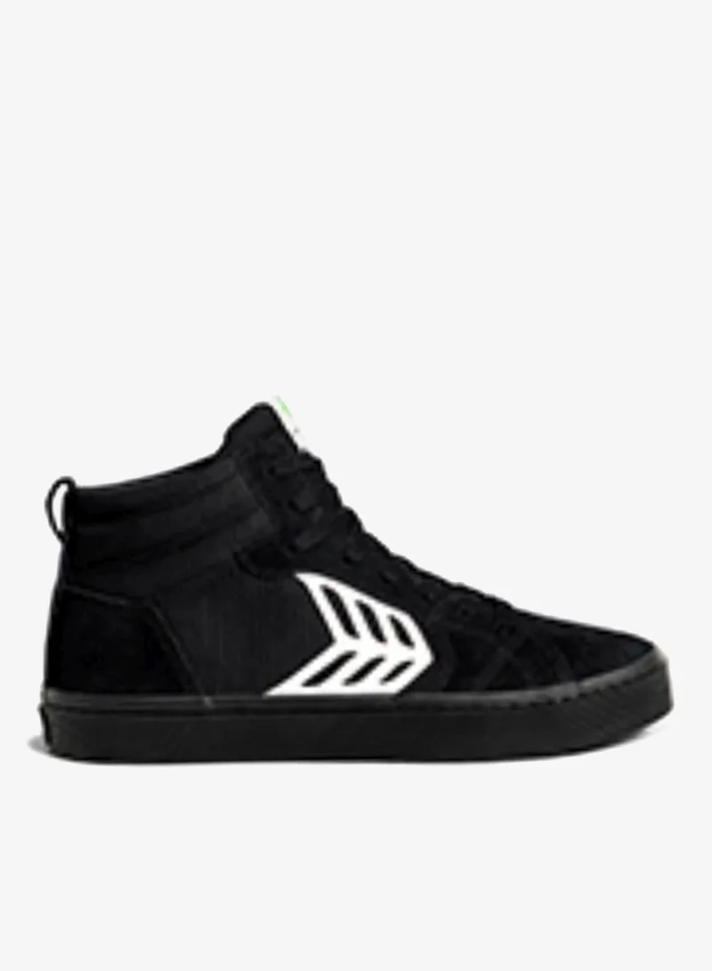 Cariuma CATIBA PRO High All Black Suede and Canvas Ivory Logo Sneaker