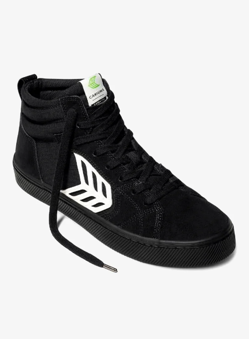 Cariuma CATIBA PRO High All Black Suede and Canvas Ivory Logo Sneaker