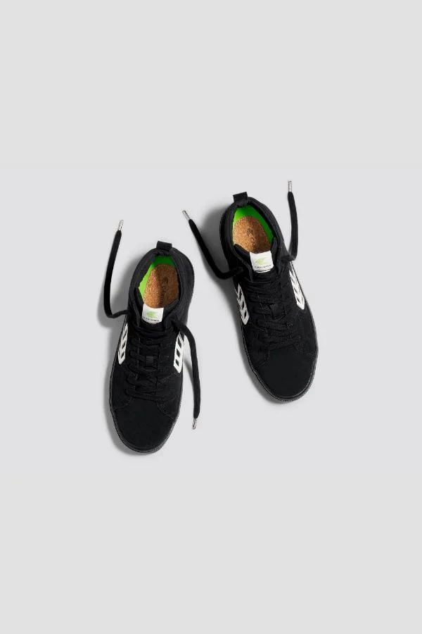 Cariuma CATIBA PRO High All Black Suede and Canvas Ivory Logo Sneaker
