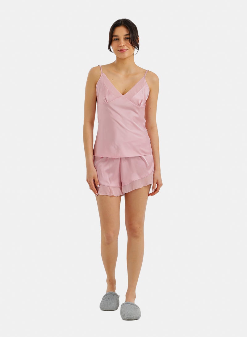 Carina Ruffled Satin Pyjama Set - Image 5