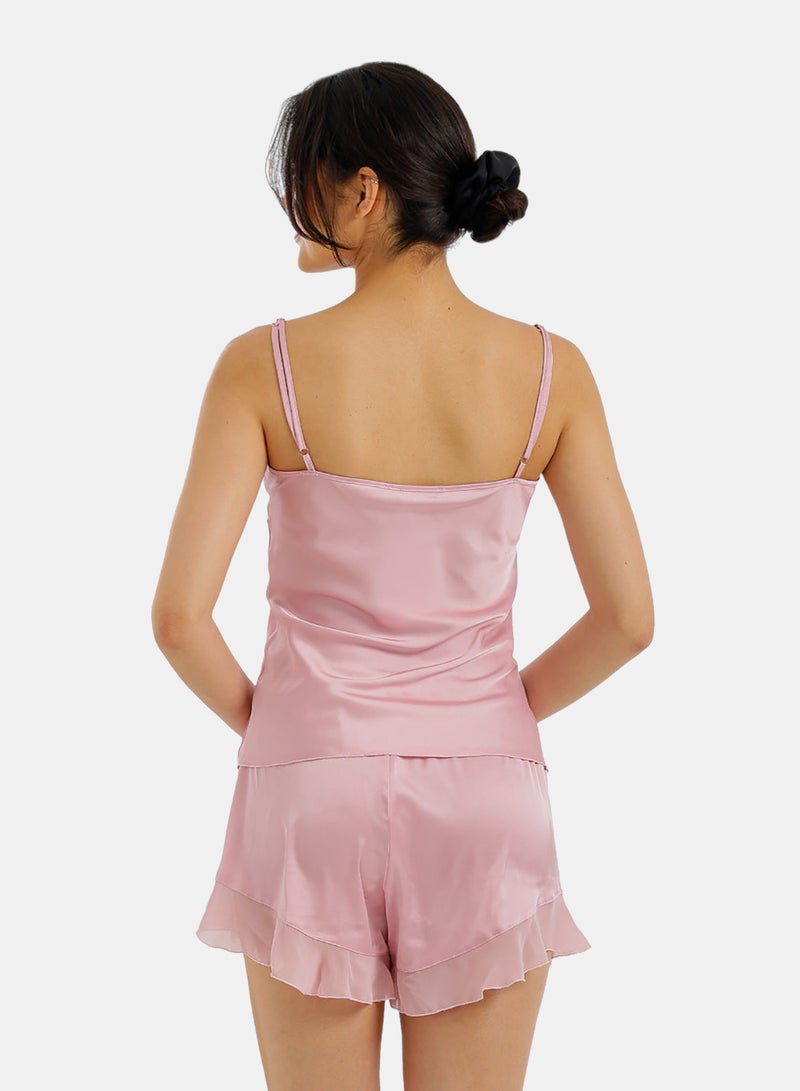 Carina Ruffled Satin Pyjama Set - Image 3